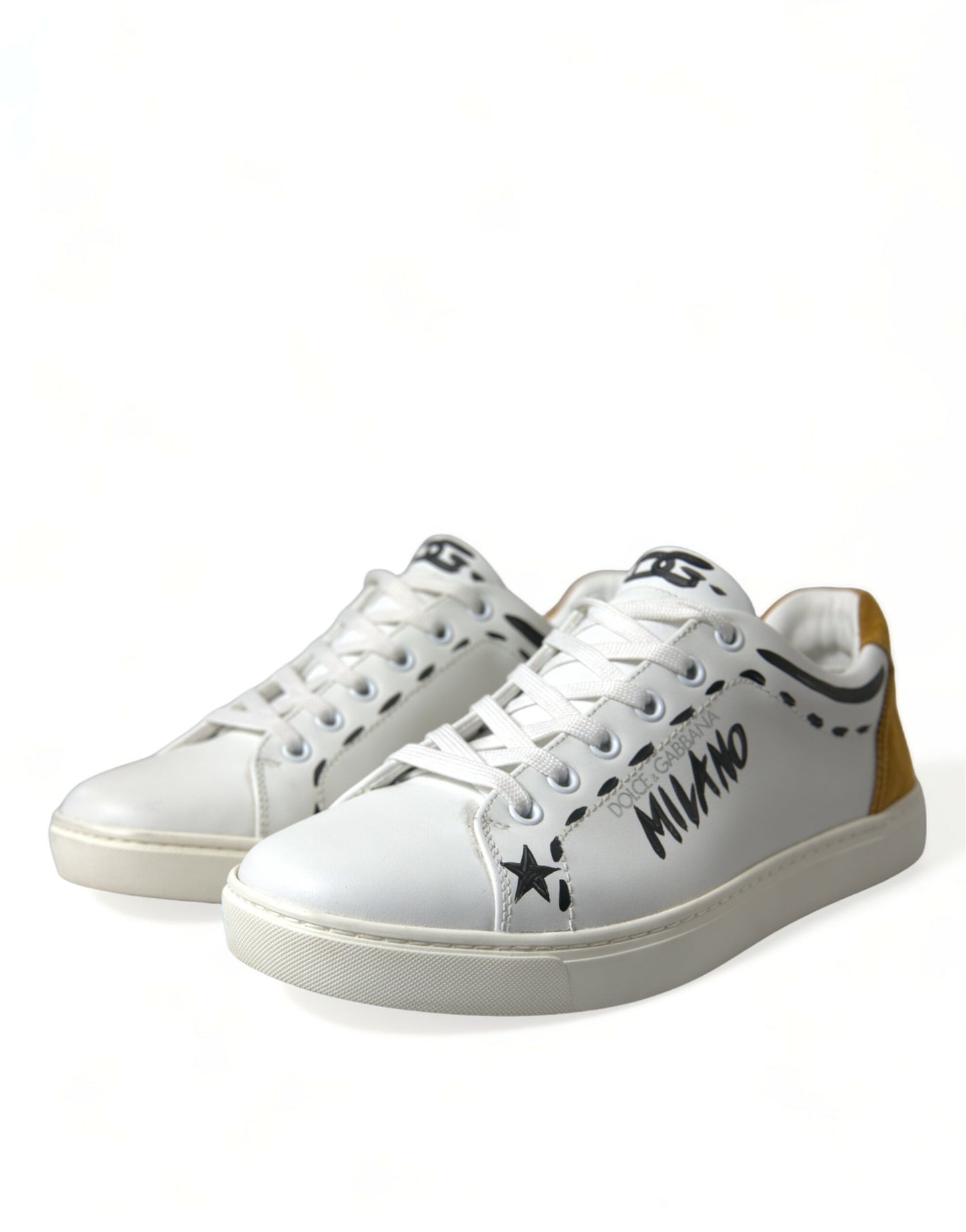 Dolce &amp; Gabbana Weißes Leder LOVE Milano Herren Sneakers Schuhe