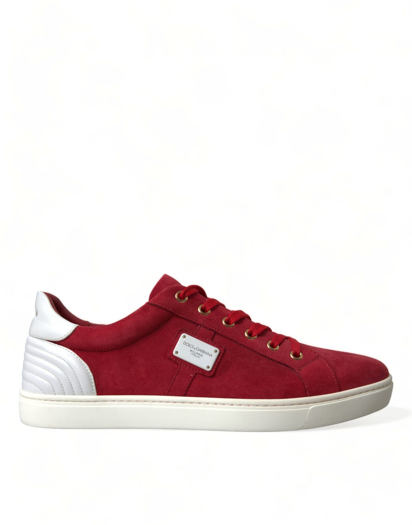 Dolce &amp; Gabbana Rote Wildleder Leder Männer Low Top Sneakers Schuhe