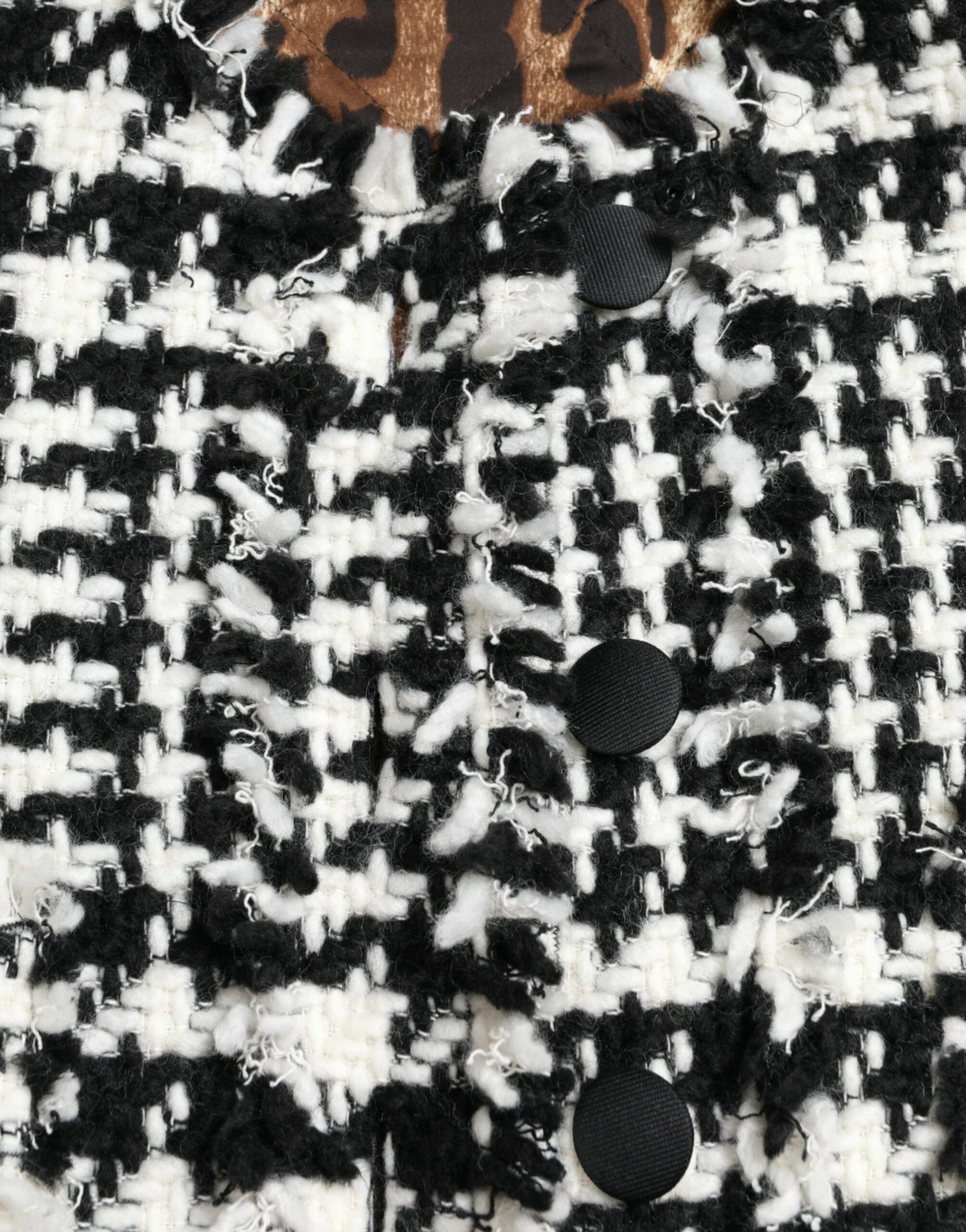 Dolce &amp; Gabbana – Trenchcoat-Jacke mit Hahnentrittmuster in Schwarz und Weiß