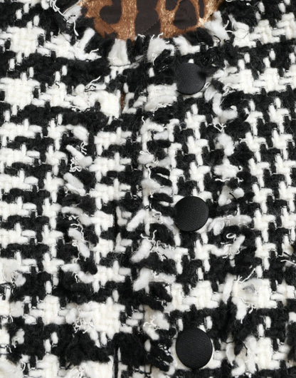 Dolce &amp; Gabbana – Trenchcoat-Jacke mit Hahnentrittmuster in Schwarz und Weiß