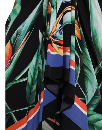Dolce &amp; Gabbana – Schwarzer Strelitzia-Wickelrock mit hoher Taille
