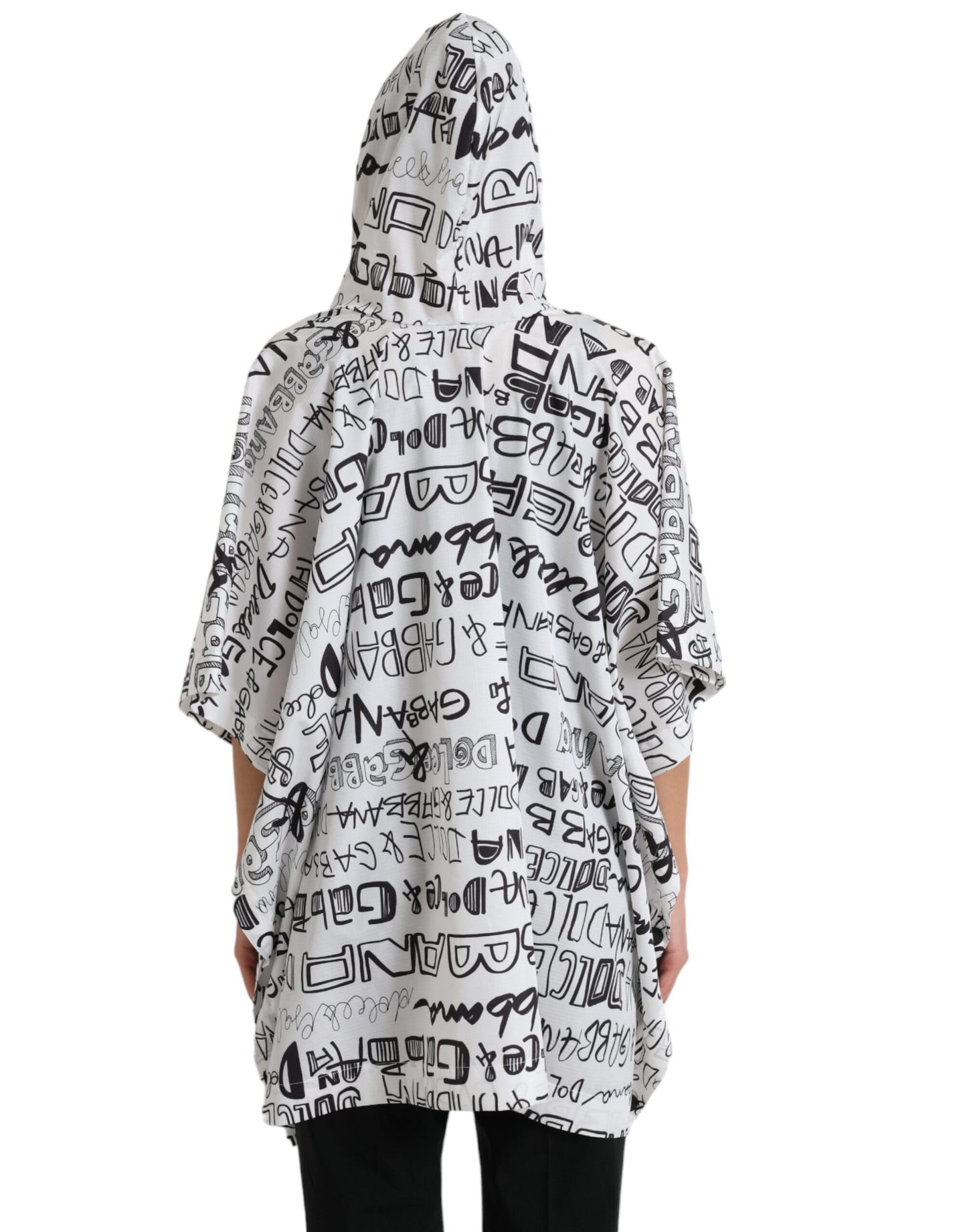 Dolce &amp; Gabbana – Weißes Blouson-T-Shirt mit Kapuze und Logo-Print