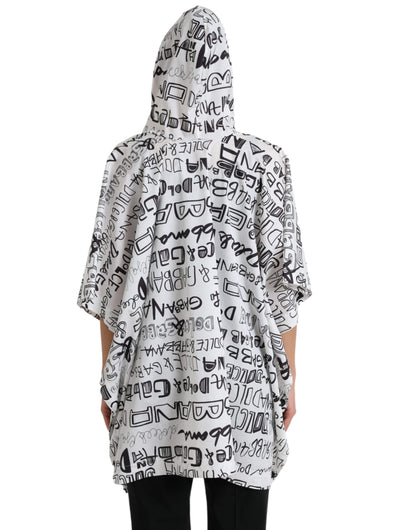 Dolce &amp; Gabbana – Weißes Blouson-T-Shirt mit Kapuze und Logo-Print