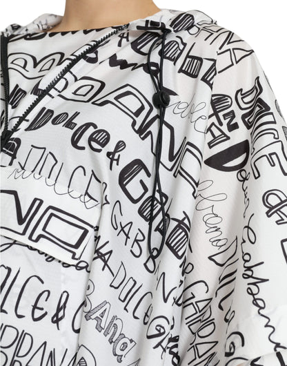 Dolce &amp; Gabbana – Weißes Blouson-T-Shirt mit Kapuze und Logo-Print