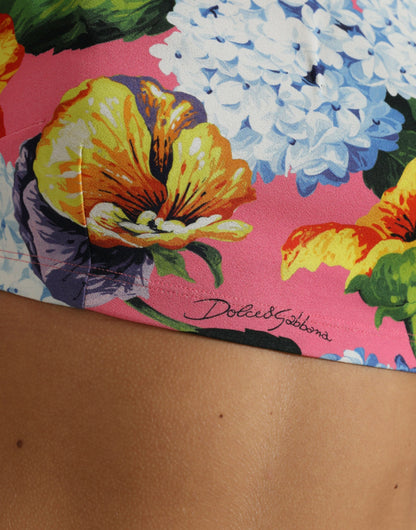 Dolce &amp; Gabbana – Mehrfarbiges, langärmliges Crop-Top mit Blumenmuster