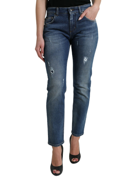 Dolce &amp; Gabbana – BOYFRIEND-Jeans aus Baumwolldenim mit mittlerer Taille, Blau