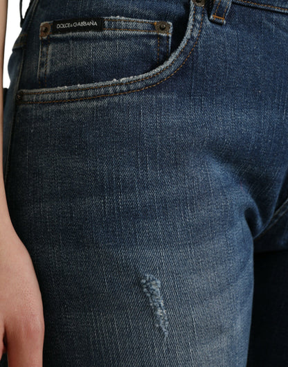 Dolce &amp; Gabbana – BOYFRIEND-Jeans aus Baumwolldenim mit mittlerer Taille, Blau