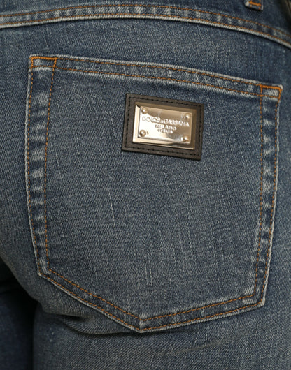 Dolce &amp; Gabbana – BOYFRIEND-Jeans aus Baumwolldenim mit mittlerer Taille, Blau