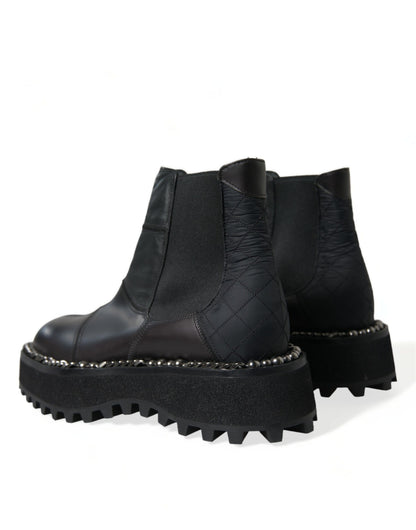 Dolce &amp; Gabbana – Chelsea-Stiefel aus Stretch-Leder in Schwarz