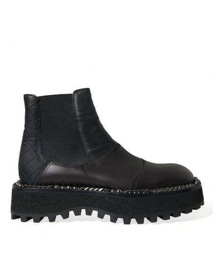 Dolce &amp; Gabbana – Chelsea-Stiefel aus Stretch-Leder in Schwarz