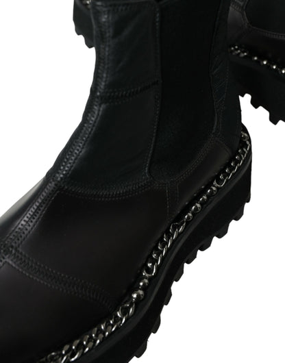 Dolce &amp; Gabbana – Chelsea-Stiefel aus Stretch-Leder in Schwarz