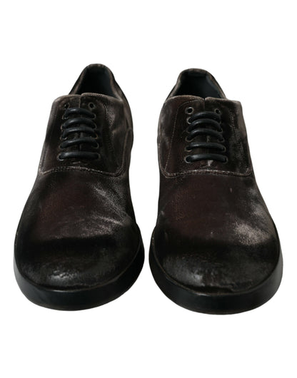 Dolce &amp; Gabbana – Oxford-Schnürschuhe aus braunem Samt für Herren