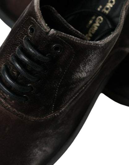 Dolce &amp; Gabbana – Oxford-Schnürschuhe aus braunem Samt für Herren
