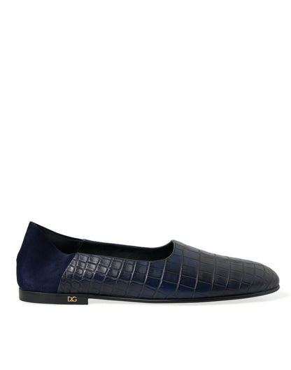 Dolce &amp; Gabbana – Slipper aus blauem Krokodilleder