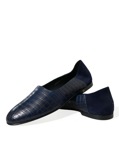 Dolce &amp; Gabbana – Slipper aus blauem Krokodilleder