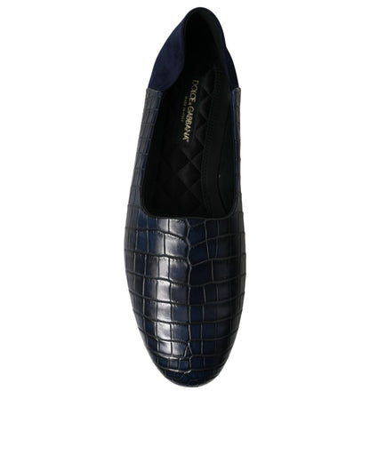 Dolce &amp; Gabbana – Slipper aus blauem Krokodilleder