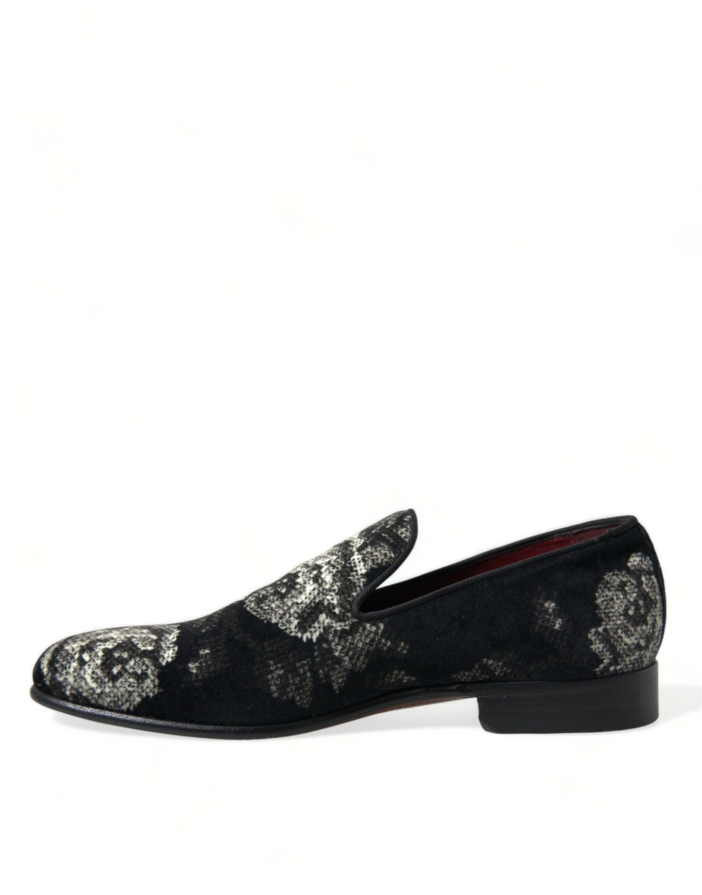 Dolce &amp; Gabbana Schwarze Hausschuhe mit Blumenmuster Herren Halbschuhe Abendschuhe