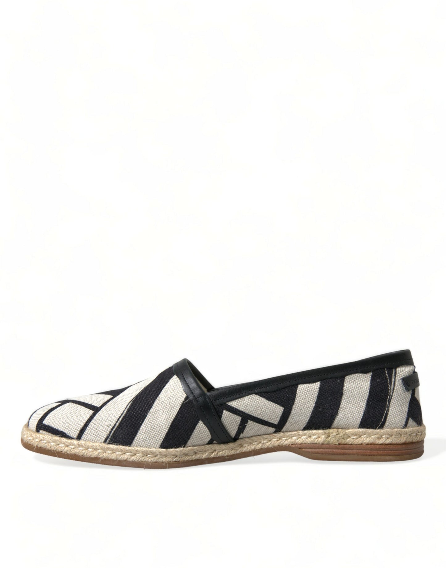 Dolce &amp; Gabbana Beige Schwarz Gestreifte Canvas Espadrilles MONDELLO Schuhe