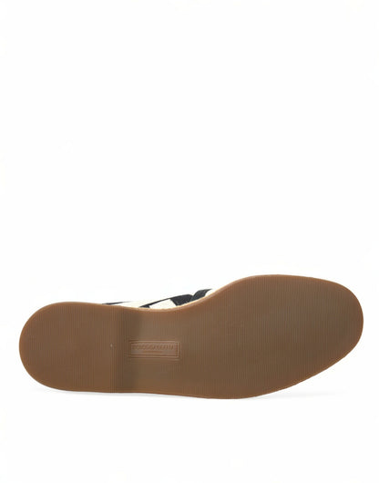 Dolce &amp; Gabbana Beige Schwarz Gestreifte Canvas Espadrilles MONDELLO Schuhe