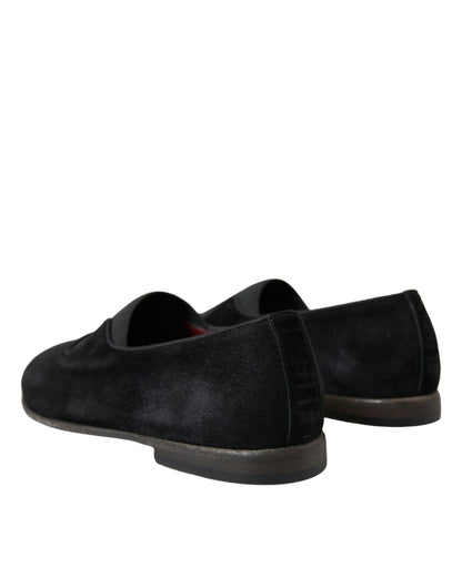 Dolce &amp; Gabbana Schwarze RUNWAY Velours AMALFI Loafer-Schuhe