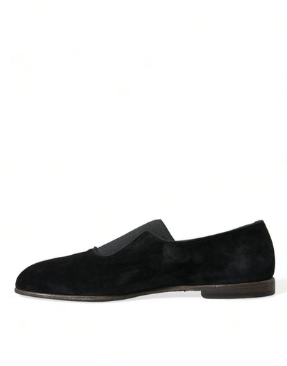 Dolce &amp; Gabbana Schwarze RUNWAY Velours AMALFI Loafer-Schuhe