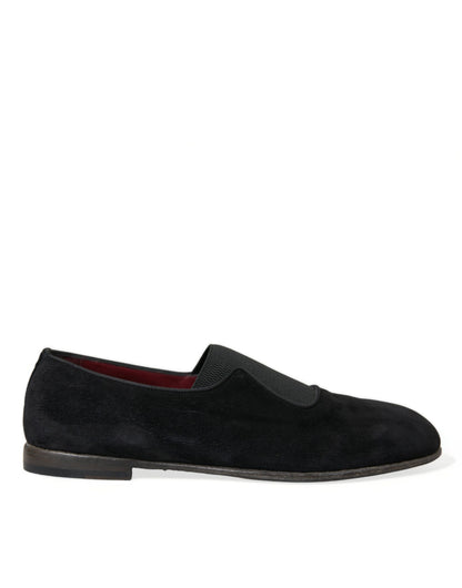 Dolce &amp; Gabbana Schwarze RUNWAY Velours AMALFI Loafer-Schuhe