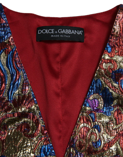 Dolce &amp; Gabbana – Mehrfarbiges Weste-Oberteil mit Jacquard-Knopf