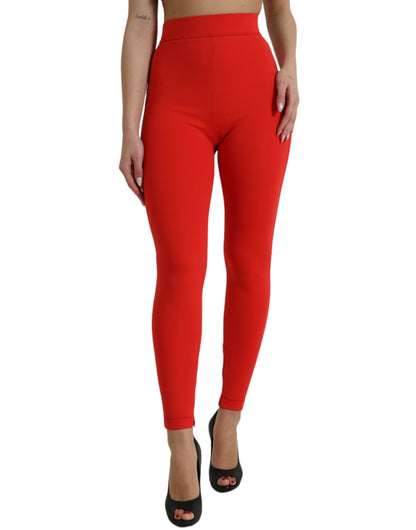 Dolce &amp; Gabbana – Schmale Leggings aus Nylon mit Stretchanteil in Rot
