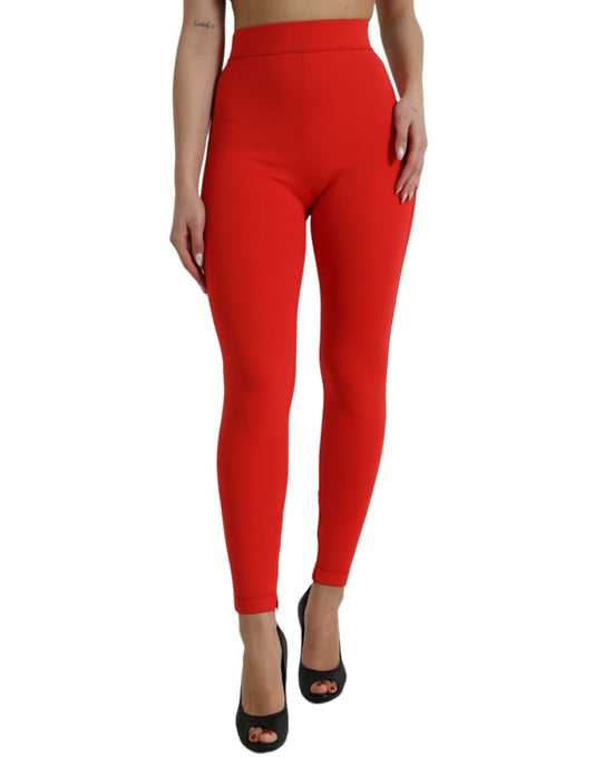 Dolce &amp; Gabbana – Schmale Leggings aus Nylon mit Stretchanteil in Rot