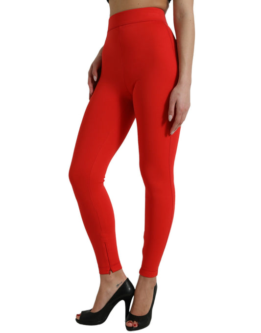 Dolce &amp; Gabbana – Schmale Leggings aus Nylon mit Stretchanteil in Rot