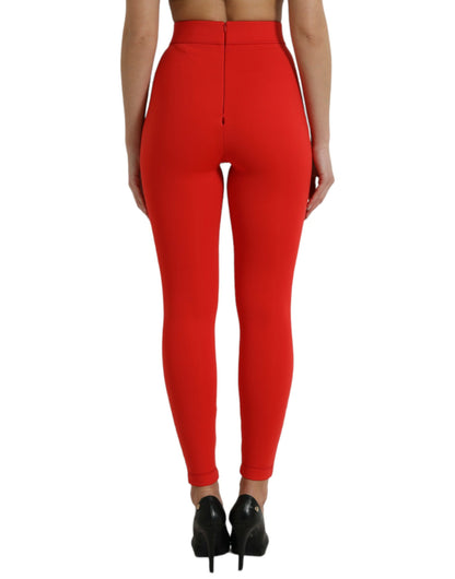 Dolce &amp; Gabbana – Schmale Leggings aus Nylon mit Stretchanteil in Rot