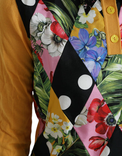 Dolce &amp; Gabbana – Mehrfarbiger Henley-Pullover aus Kaschmir mit Patchwork