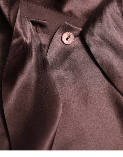 Dolce &amp; Gabbana, langärmliges Blusentop aus Seide mit Ascot-Kragen in Braun