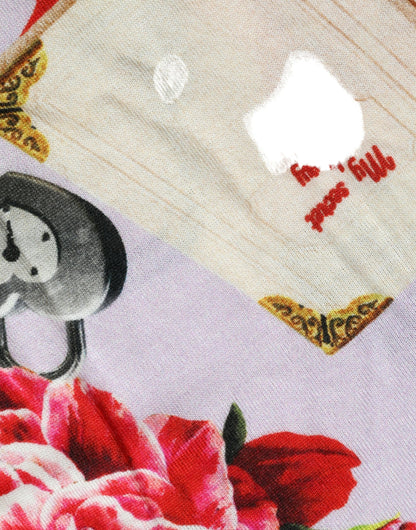 Dolce &amp; Gabbana Tanktop mit mehrfarbigem Blumenmuster und Vorhängeschloss und Schmetterling