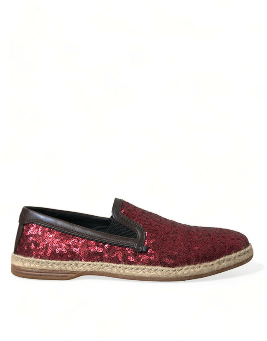 Dolce &amp; Gabbana Rote Loafer mit Pailletten Herren Schuhe