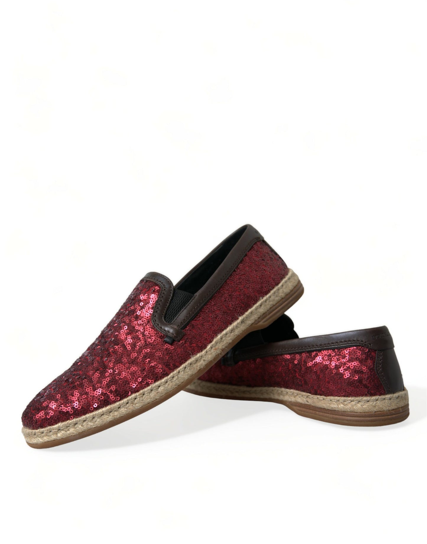 Dolce &amp; Gabbana Rote Loafer mit Pailletten Herren Schuhe