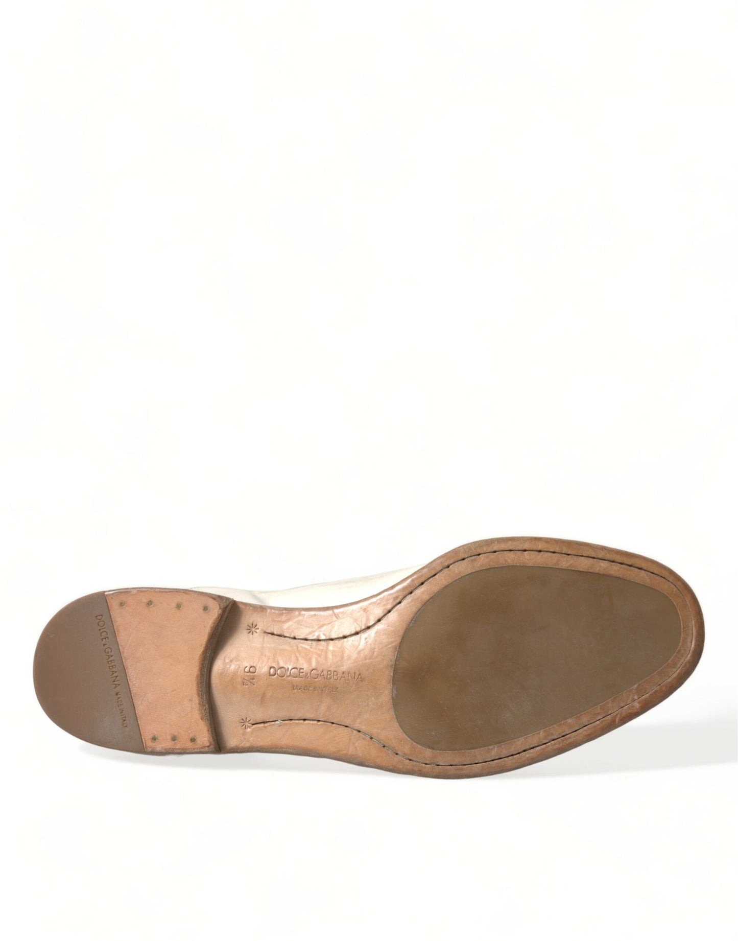 Dolce &amp; Gabbana – Weiße Derby-Schuhe aus Distressed-Leder