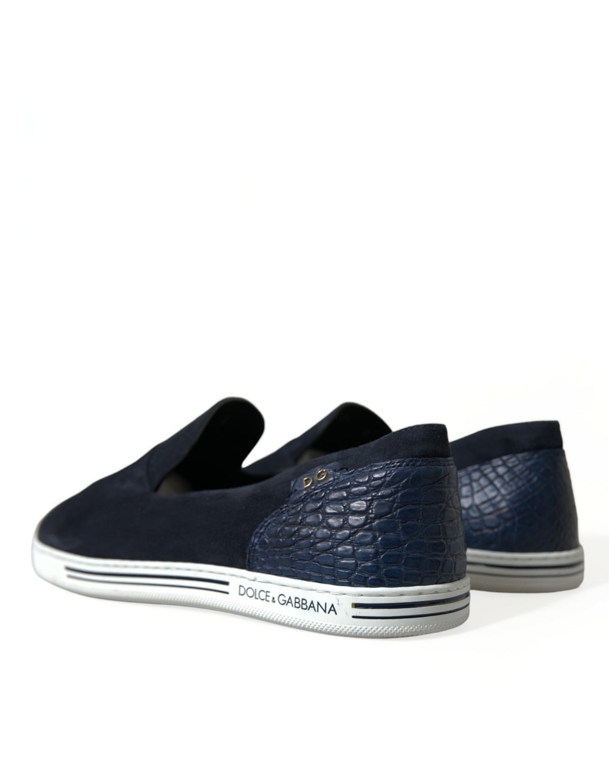 Dolce & Gabbana Blaue Wildleder-Kaiman-Slipper Saint Tropez Schuhe