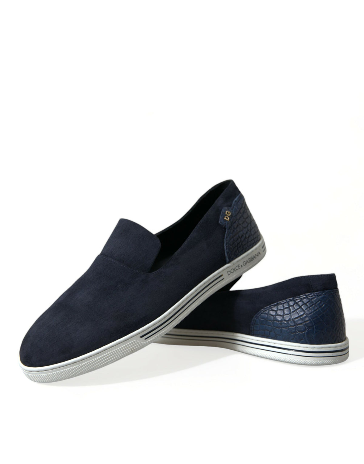 Dolce & Gabbana Blaue Wildleder-Kaiman-Slipper Saint Tropez Schuhe