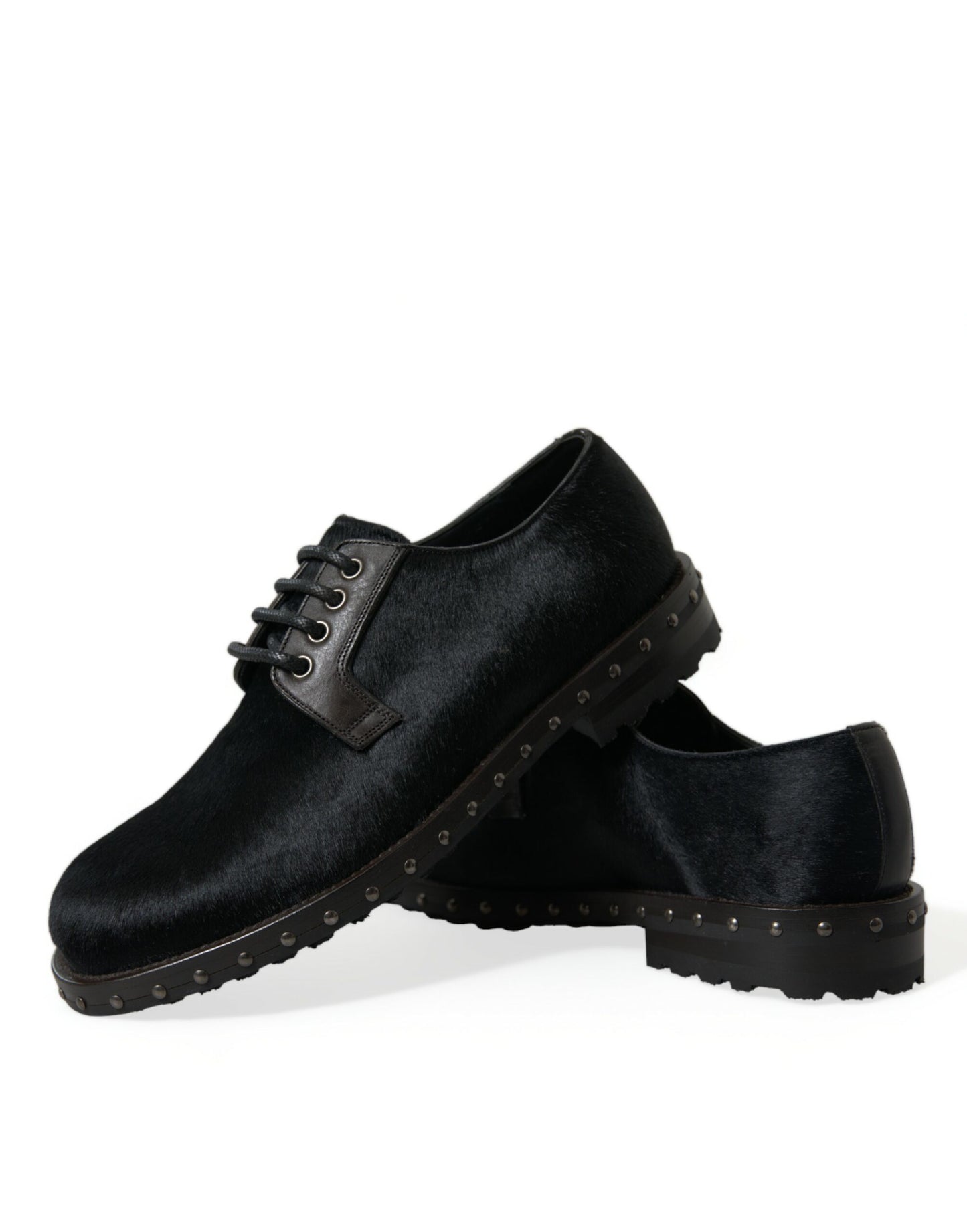 Dolce &amp; Gabbana – Derby-Schuhe „SAN PIETRO“ aus stabilem Pelz in Schwarz