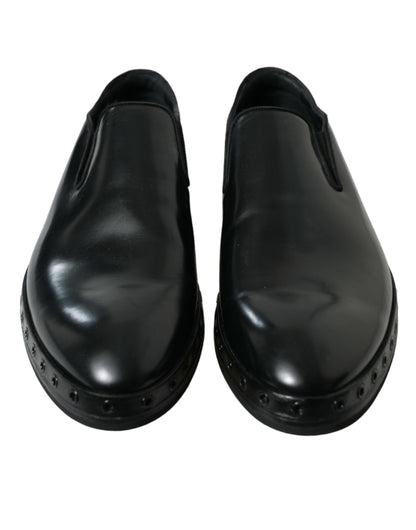 Dolce &amp; Gabbana – Schwarze Loafer aus Leder mit Nieten