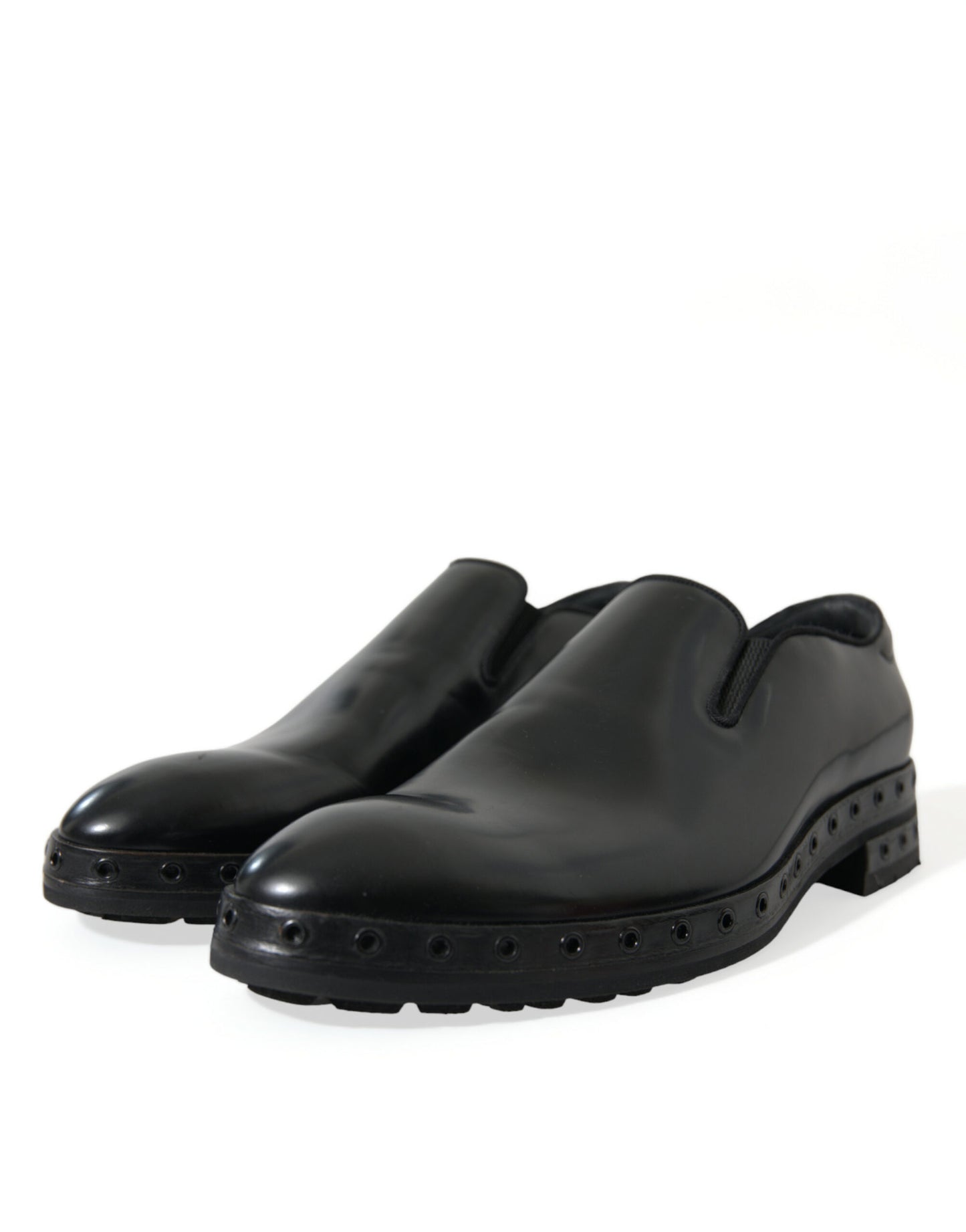 Dolce &amp; Gabbana – Schwarze Loafer aus Leder mit Nieten