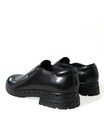 Dolce &amp; Gabbana – Schwarze Loafer aus Leder mit Nieten