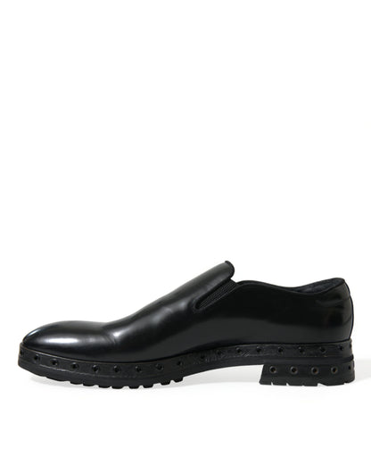 Dolce &amp; Gabbana – Schwarze Loafer aus Leder mit Nieten