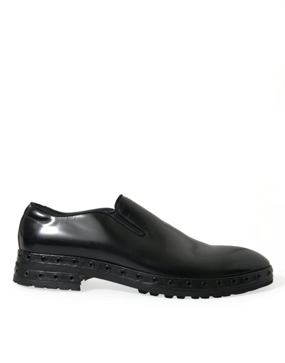 Dolce &amp; Gabbana – Schwarze Loafer aus Leder mit Nieten