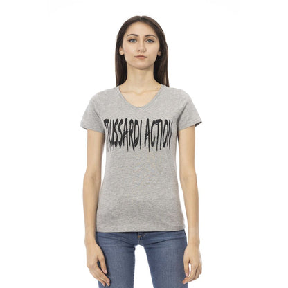 Trussardi Action Graues Baumwoll-T-Shirt für Damen