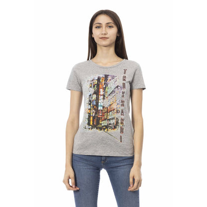 Trussardi Action Graues Baumwoll-T-Shirt für Damen
