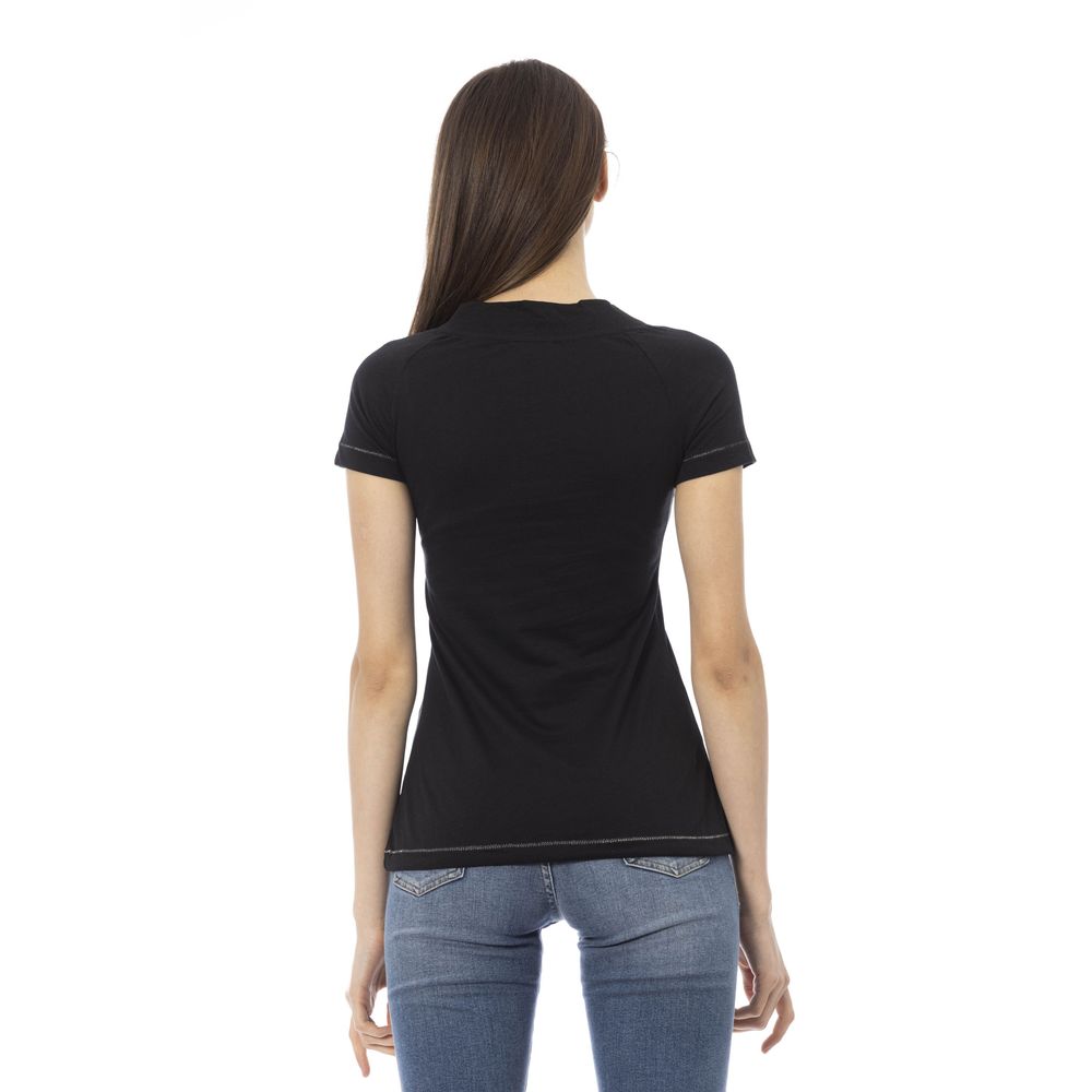 Trussardi Action Schwarzes Baumwoll-T-Shirt für Damen