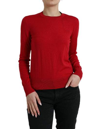 Dolce &amp; Gabbana Roter Wollstrickpullover mit Rundhalsausschnitt