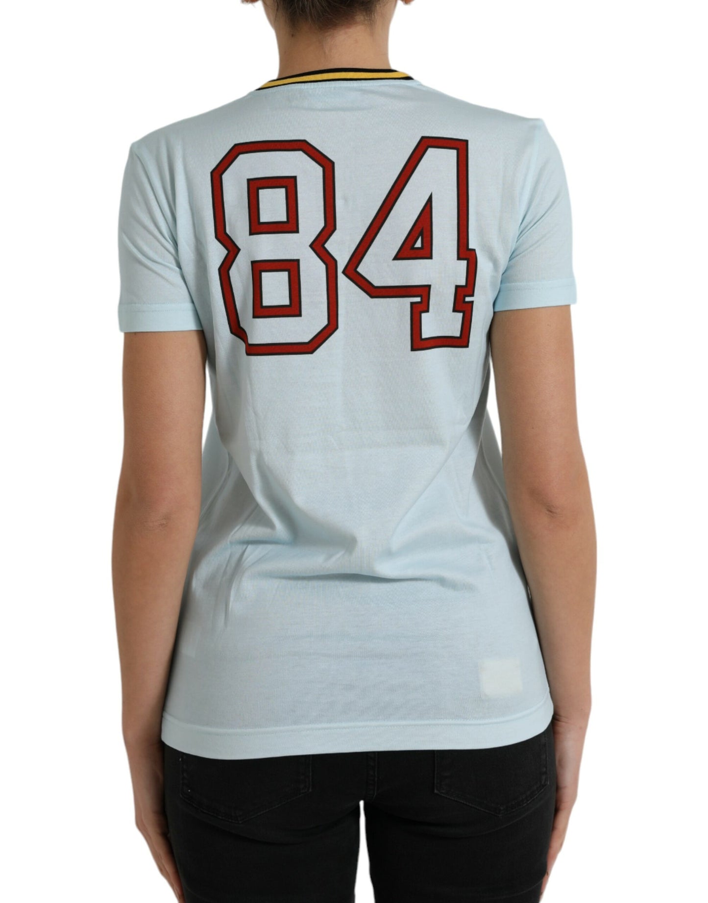 Dolce &amp; Gabbana – Hellblaues T-Shirt „Free Love“ aus Baumwolle mit Rundhalsausschnitt